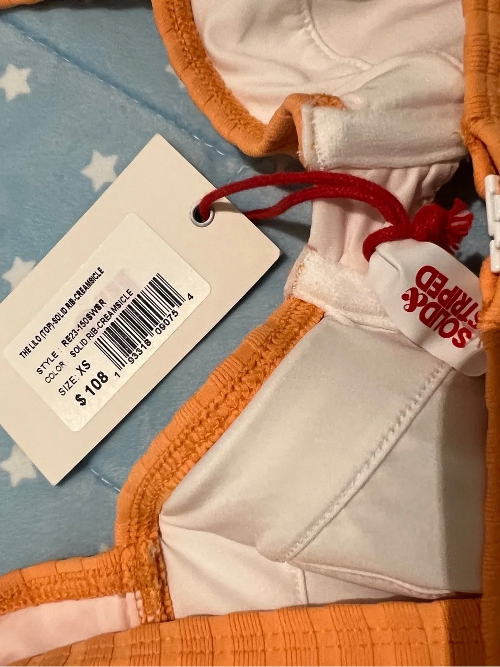 Solid and striped two piece orange xs brand new with tags